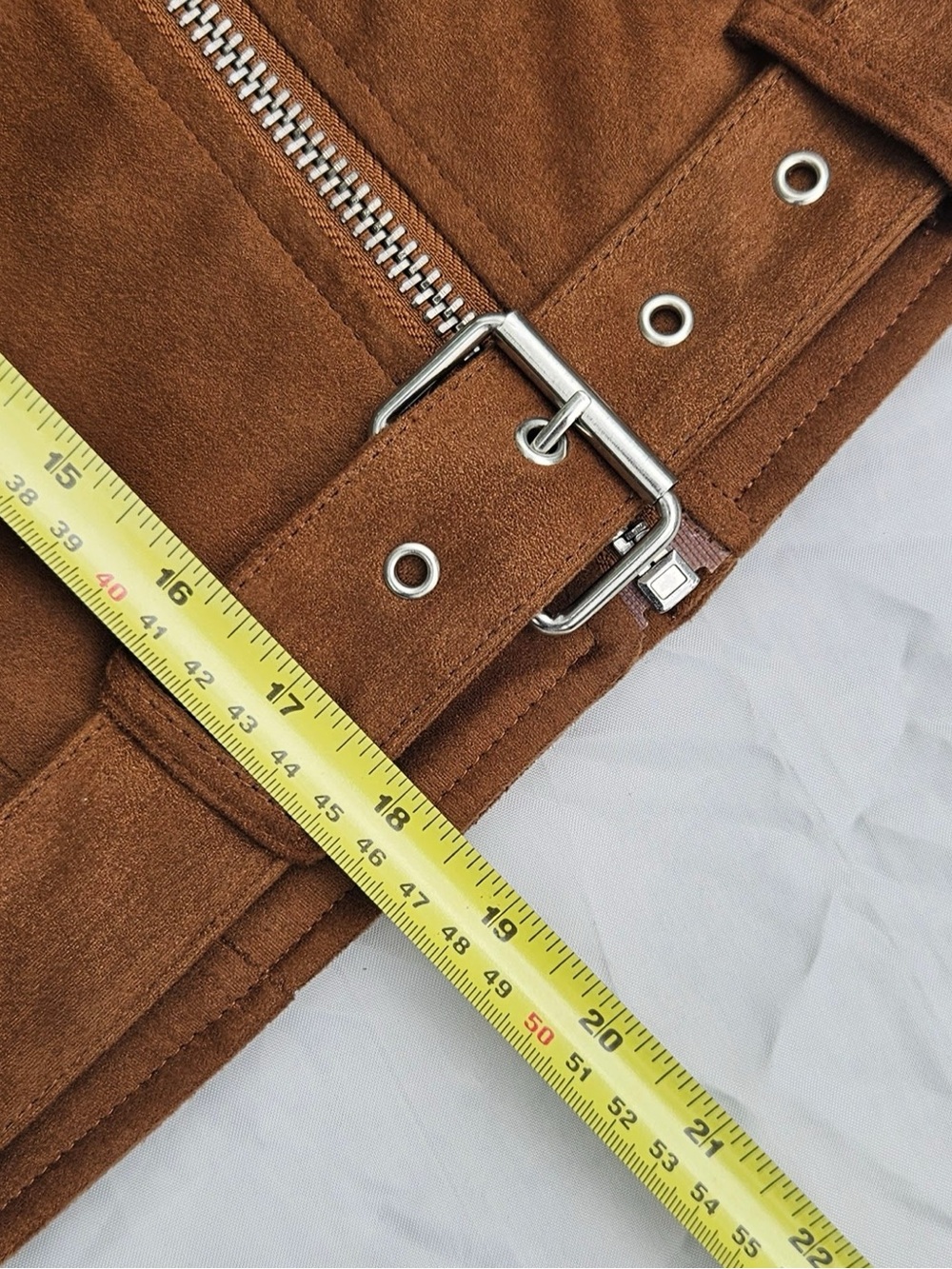 Brown Faux Suede Moto Jacket - Picture 14 of 16